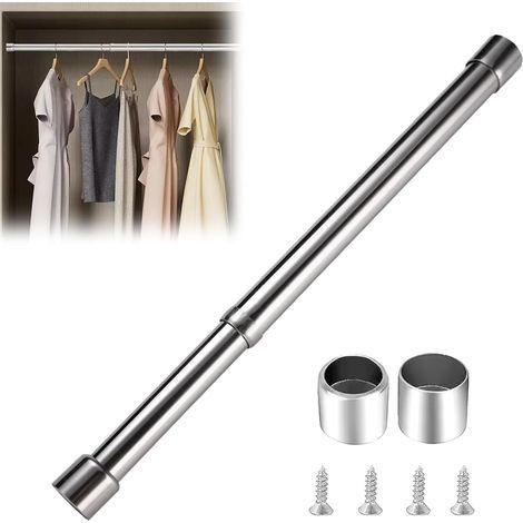 Tringle à Vêtements Extensible,Tube de Penderie Télescopique Flexible,Barre de Penderie Extensible en Acier Inoxydable,34-52 cm Tringle à Vêtements en Acier Inoxydable Réglable,Pour Penderie Salle (1/5)
