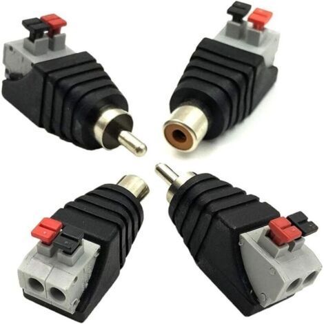 2-Pairs RCA Male Femelle vers 2 bornes à Femelle AV Audio Vidéo Ressort Appuyez sur Type connecteur Adaptateur- (1/4)