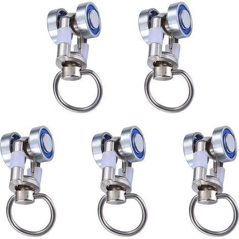 Lot de 5 poulies pour rails de rideaux, roulettes coulissantes en métal (1/5)