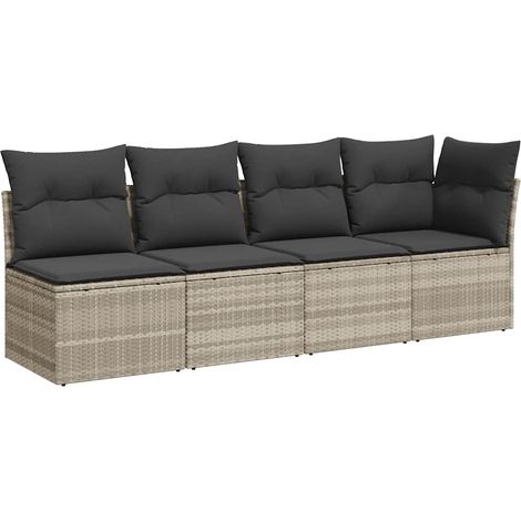 Maison Exclusive - Divano da Giardino con Cuscini 4 Posti Grigio Chiaro Polyrattan