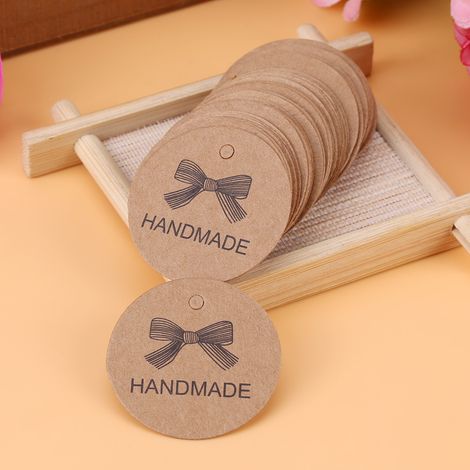 100 étiquettes volantes marron faites main pour cadeaux de mariage, étiquettes à desserts, étiquettes de prix de bijoux 5 (1/3)