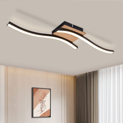 GBLY Deckenlampe LED Deckenleuchte Küche - 12W Holz 3000K Warmweiß Modern Design Schlafzimmerlampe Schwarz Metall Küchenlampe für Flur Büro Küche Esszimmer Wohnzimmer Schlafzimmer