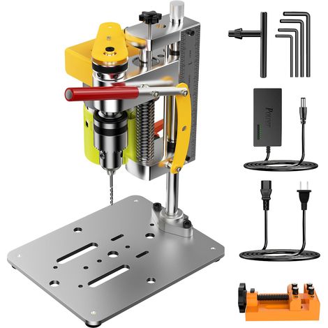 Mini Perceuse à Colonne avec 7 Vitesses, Mini Table de Perceuse Forage de Banc Bench Drill Machine Perceuse, Mini Perceuse Electrique Multifonction pour le bricolage, le métal, le bois (1/5)