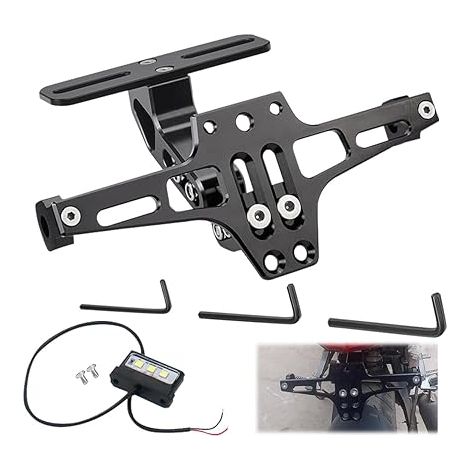 Support de Plaque D'Immatriculation Moto, Support de Plaque D'Immatriculation RéGlable, Moto RéGlable Universelle Alliage D'Aluminium CNC (1/5)