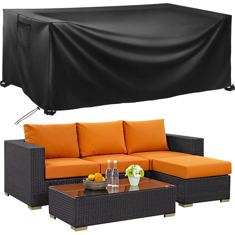 Housse de Meubles de Jardin, Housse de Meubles de terrasse, imperméable, Anti-UV, résistante aux déchirures 210D Oxford pour extérieur/rotin rectangulaire 125 125 74 cm(2PCS) (1/5)
