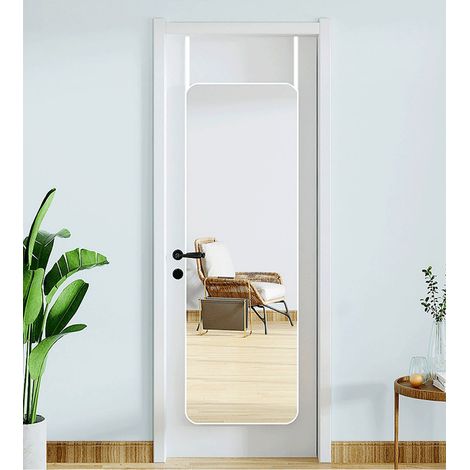 Full Length Mirror with Rounded Corners Door Hanging White (1/5)