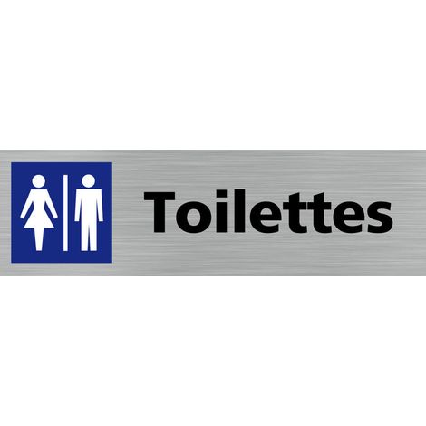 Pictogramme WC HOMME FEMME (Q0126).- Adhésif aspect aluminium brossé - (1/5)