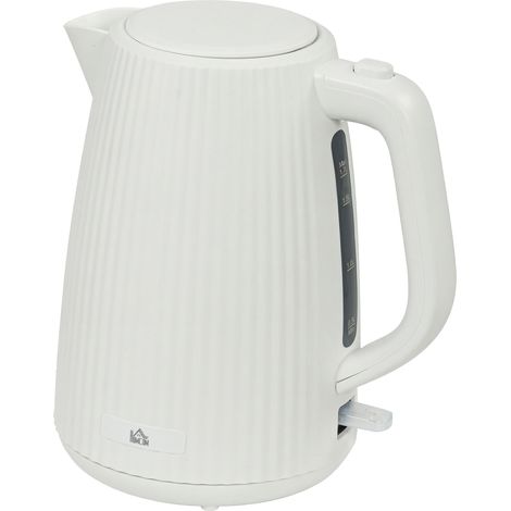 Bouilloire crème 1,7 L 2200 W avec filtre anticalcaire, arrêt automatique et base pivotante, appareil cuisine design sobre pour eau chaude pratique et élégant