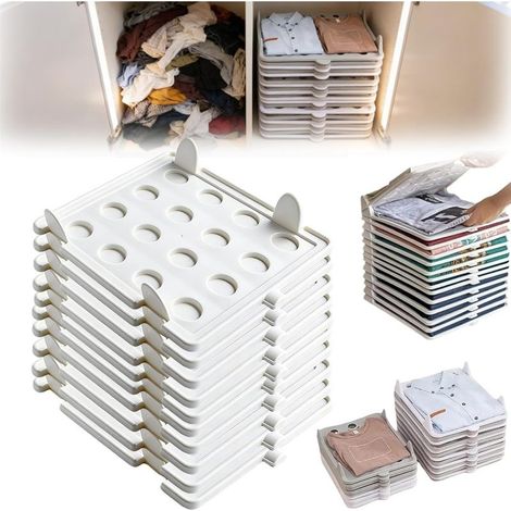 Stapelbarer Kleiderschrank-Organizer – Aufbewahrungsbox für gefaltete Kleidung – Mehrschichtsystem mit Verriegelungsschlitzen – 33 x 27,4 x 5,6 cm – PP – 10-teilig (1/5)