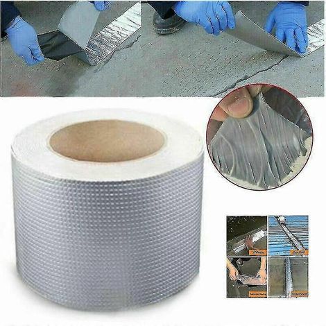Ruban adhésif étanche ultra-résistant, ruban en caoutchouc butyle et feuille d'aluminium, pour les fuites de toiture. (1/4)