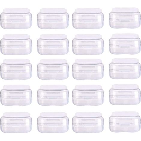 20 pcs de boîtes de rangement carrées en plastique transparent avec couvercles, pour les perles, les bouchons d'oreille et d'autres petits objets (3,5 x 3,5 cm)