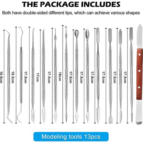13 Pièces Outils De Sculpture, Outils De Sculpture À La Cire, Outils De Dculpture Double Face, Outils De Sculpture en Cire d'argile pour Sculpter La Cire, L'argile, Sculpture (1/5)