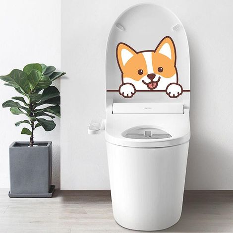 stickers Corgi, Sticker Mural Drle Pour Wc, Salle De Bain, Cuisine, Pvc, 1 Couleur, Taille Unique (1/4)