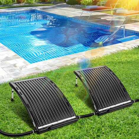 Jiubiaz 2X Système de chauffage pour piscine - Magnifique Panneau de chauffage solaire de piscine courbé 110x65 cm