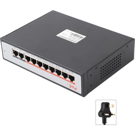 Switch Gigabit Ethernet PoE 10 ports (8+2) pour caméra IP, surveillance, 110-240V, prise AU (1/5)