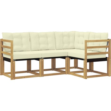 Set di divani da esterno con cuscino 4 pz Salotto da Giardino Bianco e Crema (1/5)