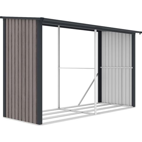 Casetta per legna in Acciaio galvanizzato effetto legno 5,78m3 7 steri L302xP119xH190cm - VARWOOD (1/3)