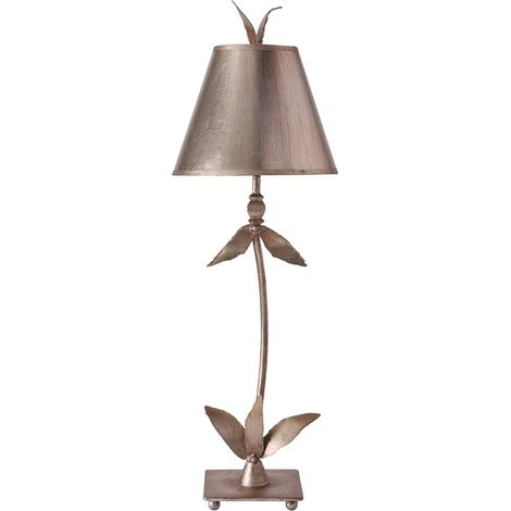 Elstead Red Bell - 1 Lampe de Table Lumineuse Design Feuilles Florales Argentées, E27 (1/4)