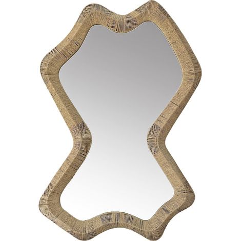 Miroir mural irrégulier avec cadre en corde naturelle - corde naturelle beige clair (1/3)