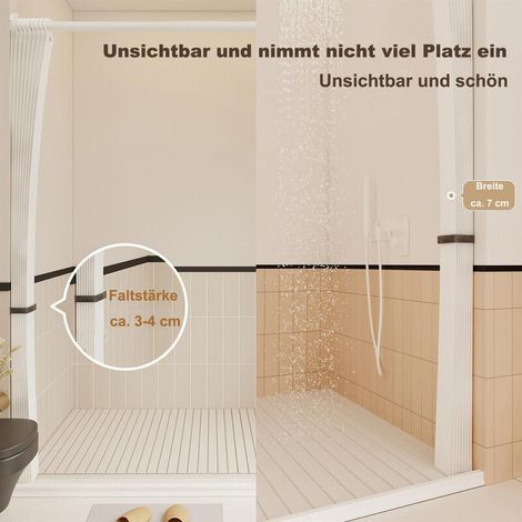 Rideau de douche pliable magnétique 100x200 cm – Tissu épais effet lin, imperméable – Pour salle de bain, porte, chambre ou séparation de pièce