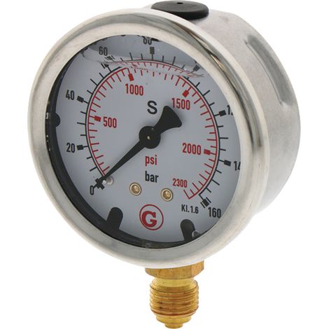 Manómetro con conexión G de 1/4 de pulgada, 160 bar, 63 mm (1/3)