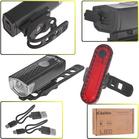 Luci per bicicletta USB impermeabili IP54 - set anteriore + posteriore (120) (1/5)