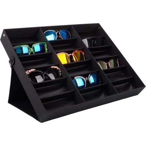 Boîte Organisatrice pour Lunettes et Montres en Cuir PU avec 18 Emplacements et Couverture (1/5)