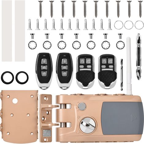 Verrou intelligent antivol sans clé pour porte d'entrée avec 4 télécommandes, serrure de sécurité domestique (1/5)