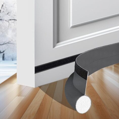 Boudin de Porte Isolant Froid,Bas de Porte Coupe-Vent, Joints de Porte Autocollants,Bas de Porte Isolant Rapide à Installer,Ajustable Isolation Porte 94 cm,Gris (1/4)