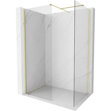 Mexen Kioto-X Duschwand Walk-in 80 x 80 cm, transparent 10 mm, gebürstetes Gold - 800-080-202-55-00-080-X