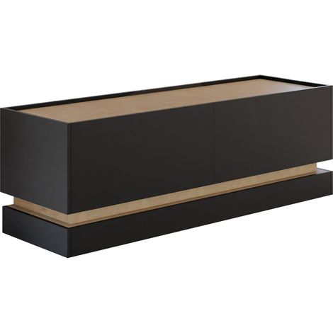 Meuble TV Comfivo Tilia I, Noir + Chêne, Le nombre de portes: 0, Nombre de tiroirs: 0, 150x47x37cm