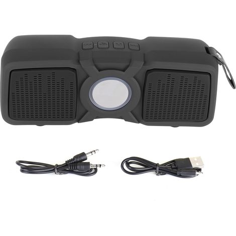 Enceinte Bluetooth sans fil portable avec double haut-parleur et lumières colorées, noir (1/5)