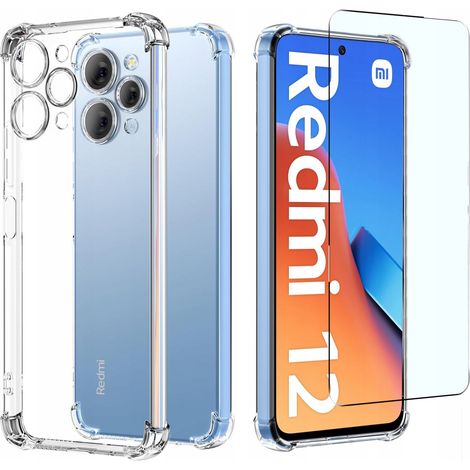 Schutzhülle für Xiaomi Redmi 12 4G, stoßfest, transparente Rückseite + Glas (1/4)