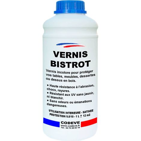 Codève Bois – Vernis pour meuble 1 L – Haute résistance aux chocs et rayures – Résistant aux UV – Application facile sur bois brut