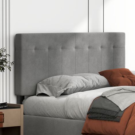 Testiera con 3 regolazioni in altezza, testiera per letto con gambe in metallo, effetto velluto per camera da letto, 140x10x106/116/126 cm, grigio