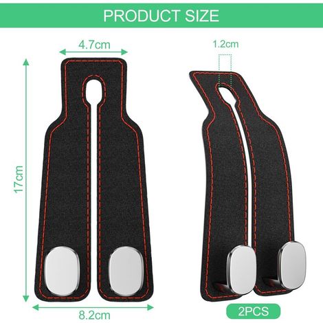 Set mit 2 Auto-Taschenhaltern, Sitzhaken, Kopfstützenhaken, Doppel-Kopfstützenhaken, Aufbewahrungsgestell geeignet für Handtaschen und Einkaufstaschen (1/5)