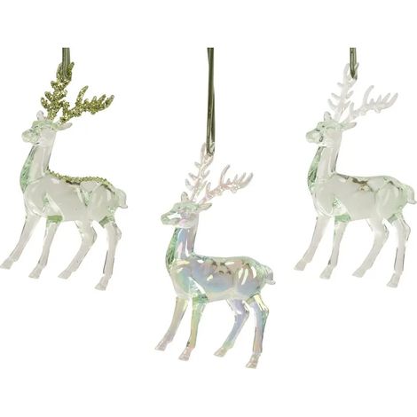 Decorazione natalizia renna in resina verde H14,5 cm (1/3)