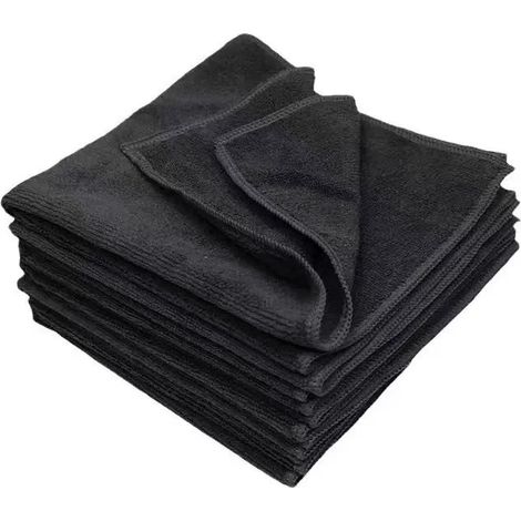 Set di 20 panni per la pulizia, asciugamani multiuso in microfibra, panni per la pulizia, dimensioni 25 x 25 cm, nero