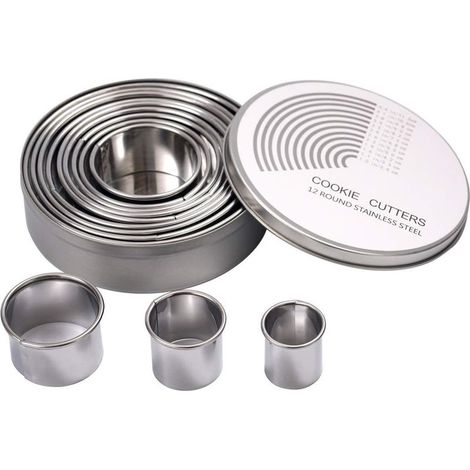 12PCS Emporte Piece Rond Cercle Patisserie Emporte pièces Cuisine pour Biscuits Pâtes à Sucre Gâteaux Emporte Piece Biscuit Cookie Cutter (1/5)