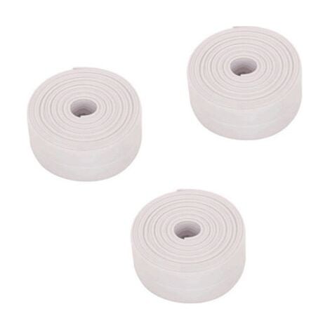 3 rouleaux de ruban d'étanchéité imperméable blanc pour scellage de salle de bain, ruban de calfeutrage auto-adhésif en PVC pour cuisine, salle de bain, baignoire (1/5)