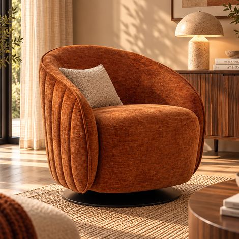 Fauteuil club 70x67x70 cm en tissu terracotta - ULVA (1/5)