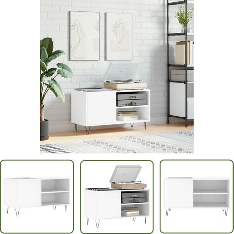 Armoire à disques blanc 85x38x48 cm bois d'ingénierie (1/5)