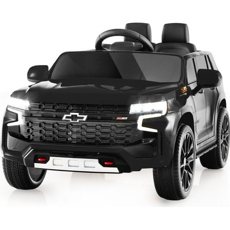 Coche electrico chevrolet para ninos con mando a distancia 24g y suspension y luces y musica coche para ninos negro