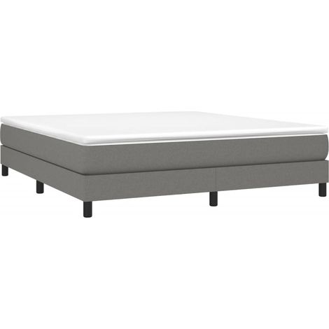 Vidaxl – Cadre de lit à ressorts gris foncé 160x200 cm – Tissu polyester durable – Lattes en contreplaqué pour soutien optimal – Pieds robustes