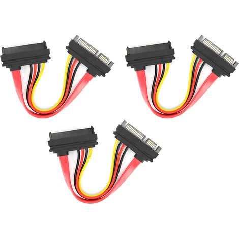 Câble SATA 29 broches femelle vers 22 broches mâle pour disque dur - Lot de 3 (1/5)