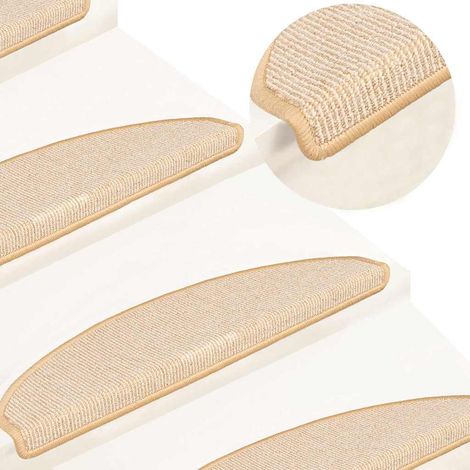 vidaXL Tappetini per scale 15 pz 65x21x4 cm Crema Semicircolari