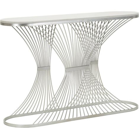Dmora - Consolle RioDoce, Tavolo multiuso, Mobiletto d'appoggio, Scrivania da corridoio, 120x35 h79 cm, Argento (1/5)
