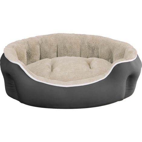 Cuccia Imbottita per Cani e Gatti 48x42x16cm in Poliestere Coccole Panna (1/5)