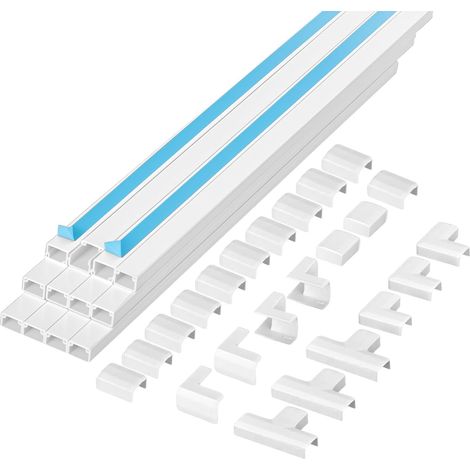 Goulotte Cable - 12 Pièces - PVC Blanc - Ignifuge Et Isolant - Pour Tv Et Bureau - 40cm X 15mm X 10mm (1/5)