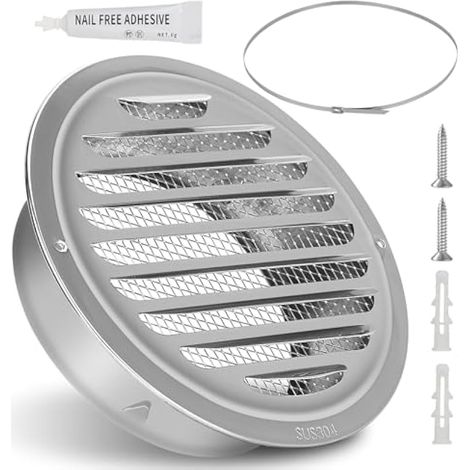 Grille Aération Ronde 150 mm Inox avec Grillage Métallique (1/5)